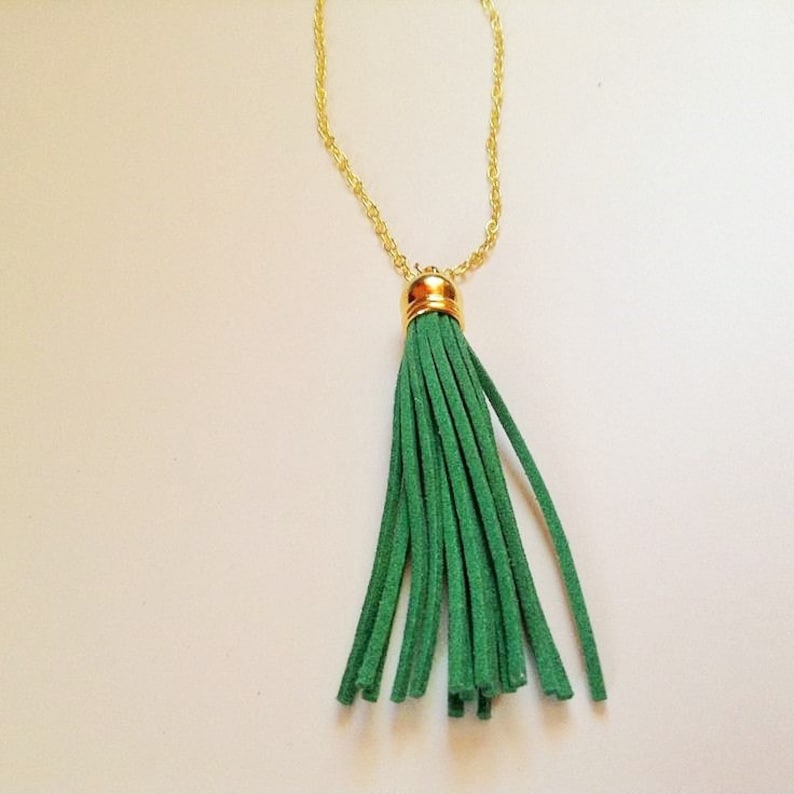 Tassel Necklace Green Tassel Necklace Tassel Jewelry Etsy