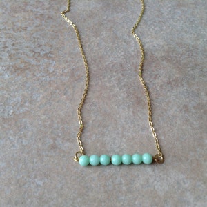 Mint necklace, turquoise necklace, dainty gold necklace, delicate little necklace, dainty little, minimalist necklace, gold necklace