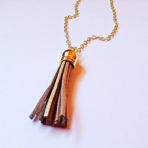SMALL Tassel necklace, brown tassel necklace, tassel jewelry, colorful jewelry, brown necklace, layering necklace, statement necklace