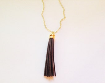 LARGE Tassel necklace, brown tassel necklace, tassel jewelry, colorful jewelry, brown necklace, layering necklace, statement necklace