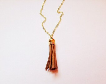 SMALL Tassel necklace, brown tassel necklace, tassel jewelry, colorful jewelry, brown necklace, layering necklace, statement necklace