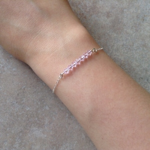 Light pink sterling silver bracelet, sterling silver bracelet, cute delicate bracelet, modern bracelet , minimalist bracelet, pink bracelet
