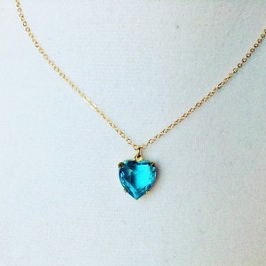 Aqua heart pendant necklace, heart pendant necklace, blue heart necklace, blue jewelry, everyday necklace,  minimalist necklace, dainty
