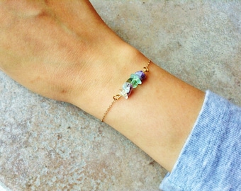 Natural fluorite bracelet, fluorite chips bracelet, cute rock bracelet, rock jewelry, gemstone bracelet, healing bracelet, everyday bracelet