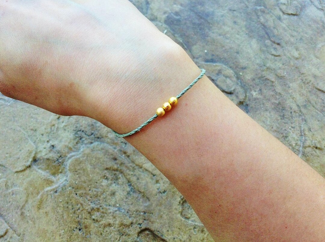 Natural Green Hemp Bracelet Green String Bracelet Zen Etsy