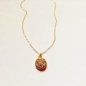 Gold druzy necklace, gold druzy , elegant classy necklace, dainty delicate necklace, sparkly necklace, simple necklace, shimmer necklace