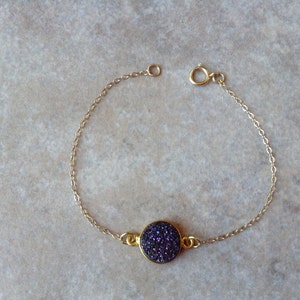 Purple druzy bracelet, amethyst bracelet, purple bracelet, druzy bracelet, tiny bracelet , minimalist bracelet, purple jewelry, tiny jewelry