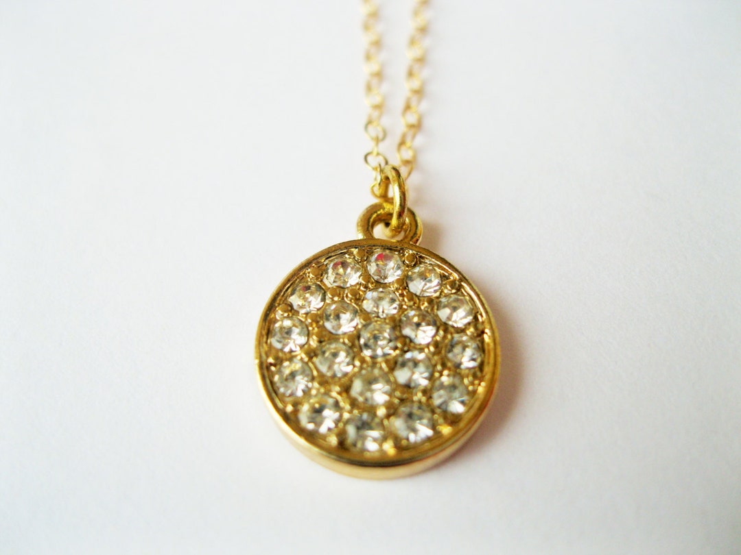 Multi Gemstone Pave Charm Disc 18