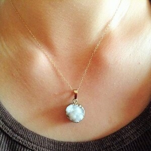 White druzy necklace, round druzy necklace, gemstone necklace, druzy necklace, white druzy jewelry, rock necklace, minimalist jewelry