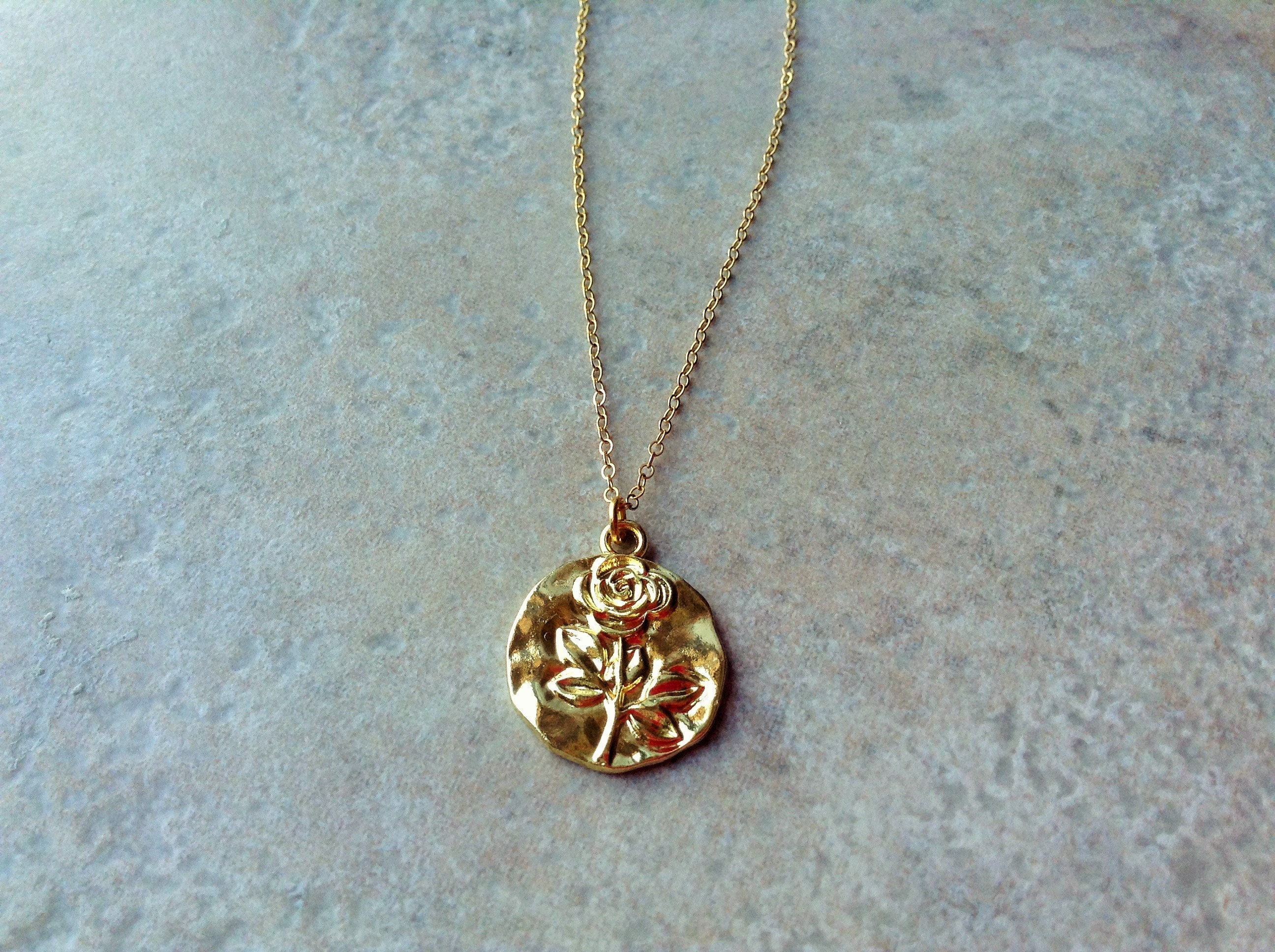 Rose Medallion Necklace, Medallion Necklace, Medallion Jewelry 
