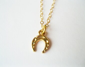 Collier minuscule en fer à cheval, bijoux minuscules, collier de fer à cheval, collier de cheval, collier minimaliste, collier d'or délicat, collier délicat