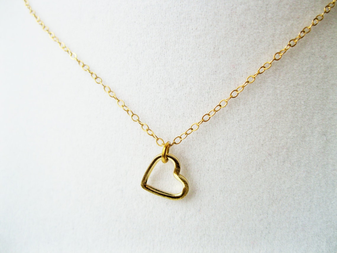 Gold heart necklace simple hearts necklace heart jewelry Etsy