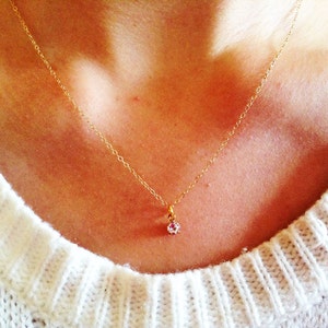 Teeny tiny gold necklace, Swarovski necklace, dainty gold necklace, cute necklace, simple dainty necklace, everyday necklace, tiny jewelry