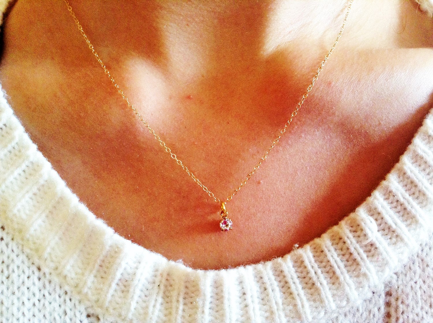 Teeny Tiny Gold Necklace Swarovski 