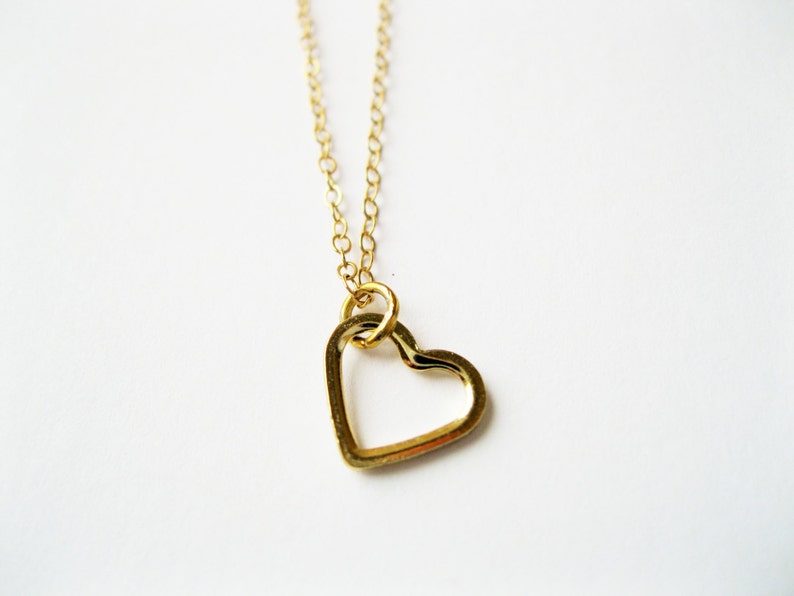 Gold Heart Necklace Simple Hearts Necklace Heart Jewelry Etsy