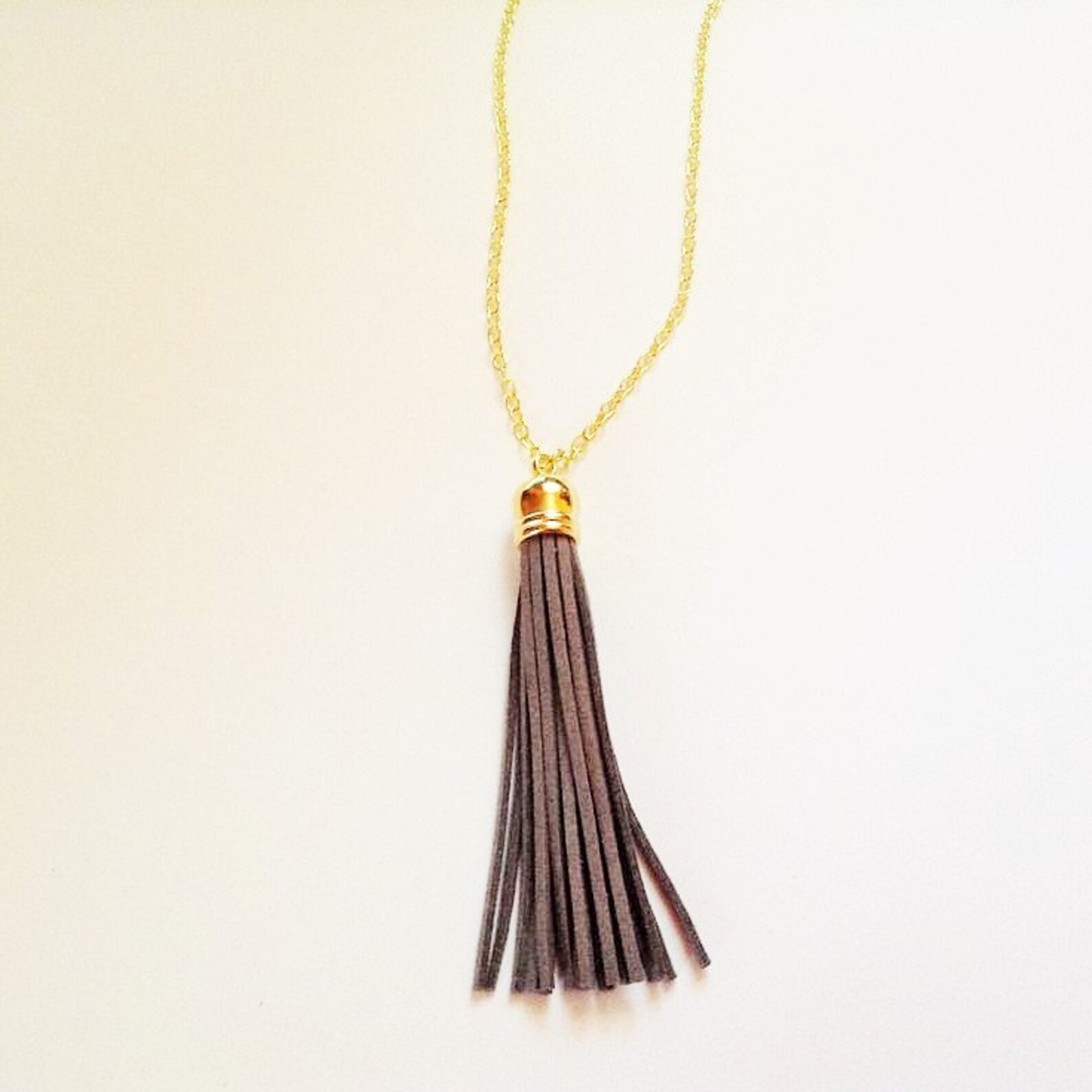 Tassel Necklace Gray Tassel Necklace Tassel Jewelry Etsy