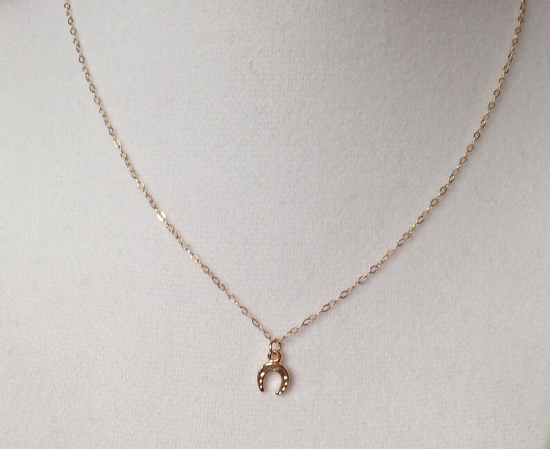 Tiny horseshoe necklace, tiny jewelry, horseshoe necklace, horse necklace, minimalist necklace, delicate gold necklace, dainty necklace image 3