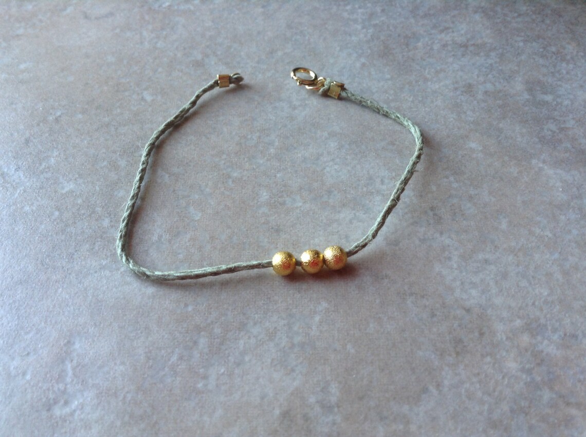Natural Green Hemp Bracelet Green String Bracelet Zen Etsy