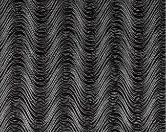 Kanvas Studio Midnight Fern Black Silver Metallic Cotton Fabric 7879P-12-Black