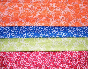 4 FQ Bundle – SPLASH of COLOR Geometric Prints - 100% Cotton Quilt Craft Fabric Fat Quarters