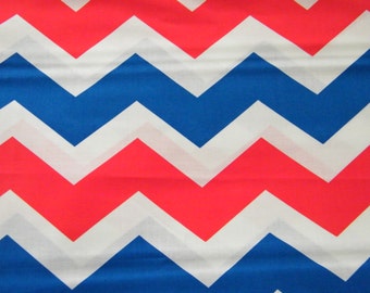 BTY Red, White, Blue CHEVRONS Print 100% Cotton Quilt Craft Fabric by the Yard