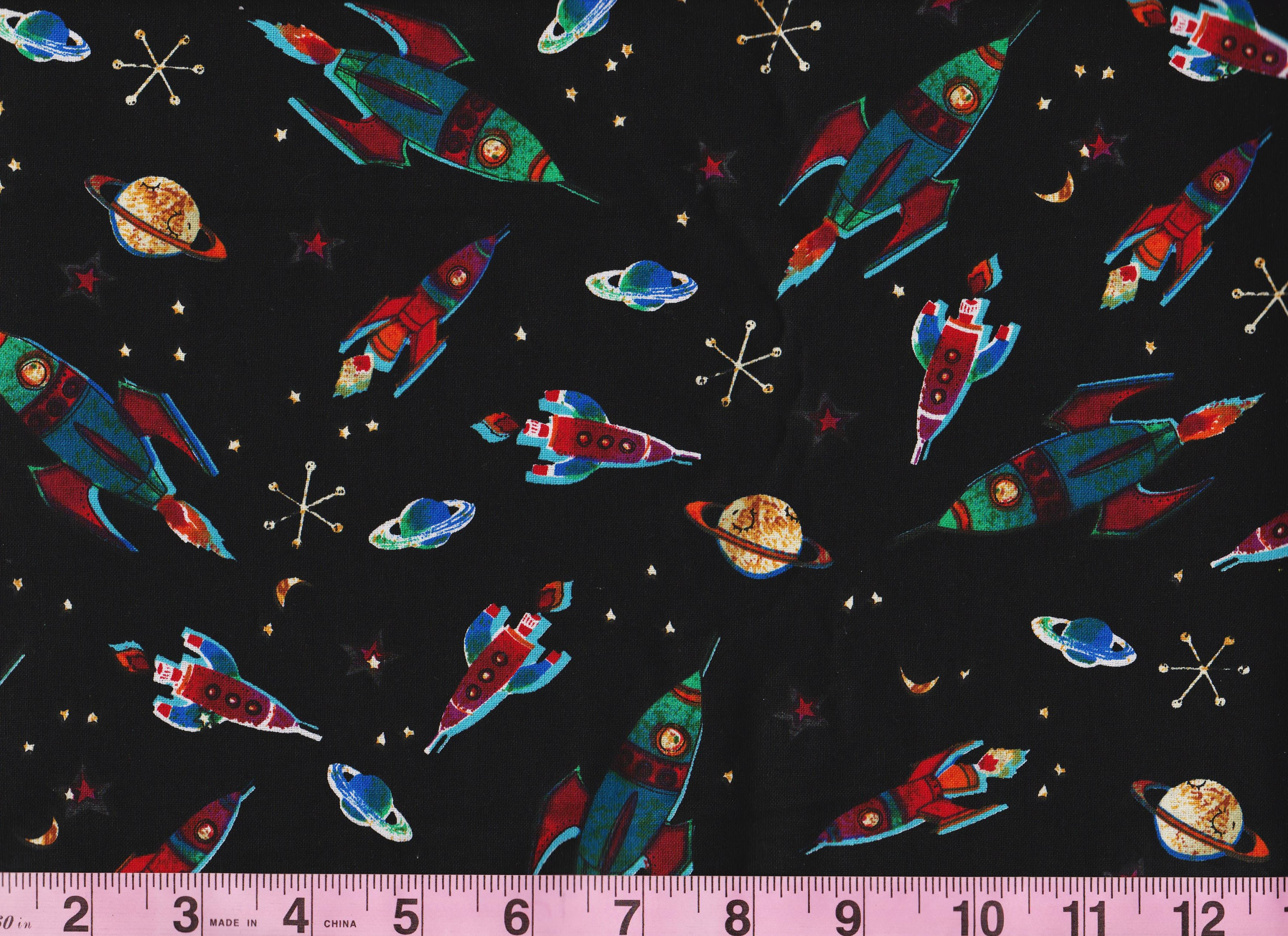 BTY Michael Miller TO the MOON Rockets on Black Print 100% Cotton Quilt Craft Fabric Yard BTY Michael Miller TO the MOON Rockets on Black Print 100% Cotton Quilt Craft Fabric Yard