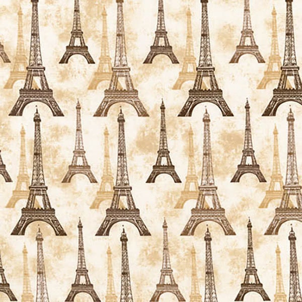 BTY Robert Kaufman City of Lights EIFFEL TOWER onParchment Print 100% Cotton Quilt Craft Fabric Yard