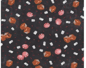 Wilmington Prints Time for Hot Cocoa SWEETS Candy on Black Print 100% Cotton Quilt Craft Fabric #30525-923