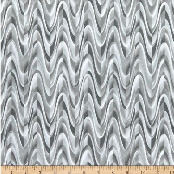 BTY Whistler Studios MARGUERITE WAVES Ash Print 100% Cotton Quilt Craft Fabric by the Yard