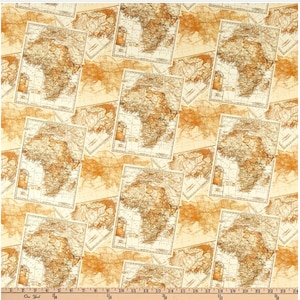 BTY Windham Fabrics EXPEDITION Adventure Map Print 100% Cotton Quilt Craft Fabric by the Yard