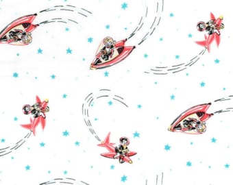 BTY Michael Miller TO the MOON Rockets on Black Print 100% Cotton Quilt Craft Fabric Yard