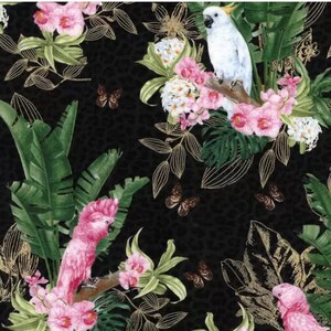 BTY Wild Summer BIRDS with Metallic Gold Accent Print 100% Cotton Quilt Craft Fabric by Yard