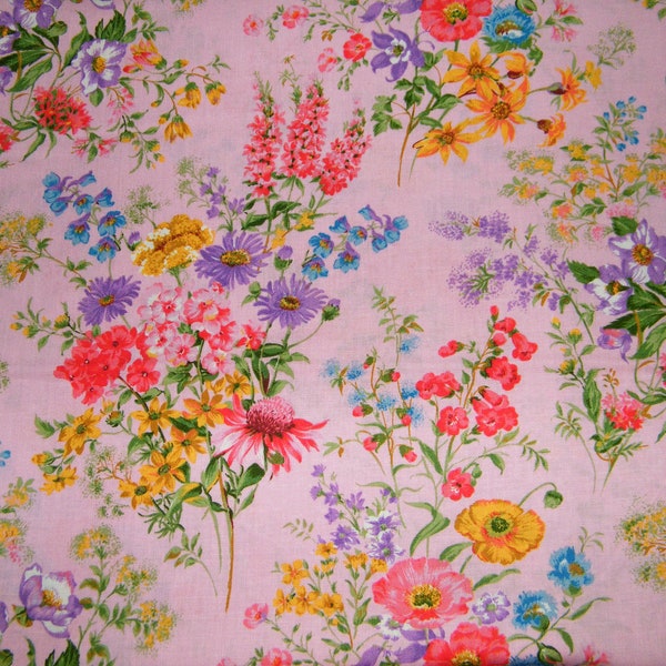 BTY Moda WILDFLOWERS IX Petunia Pink Print 100% Cotton Quilt Craft Fabric by Yard