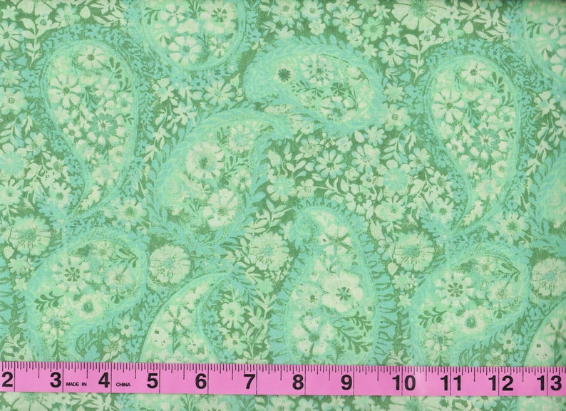 TC Studio Jakarta PAISLEY Seafoam Green Print 100% Cotton Quilt Crafting Fabric image 2