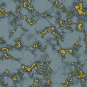 BTY Robert Kaufman SILVERSTONE on Steel Gray with Metallic Gold Accents Print 100% Cotton Quilt Crafting Fabric by the Yard