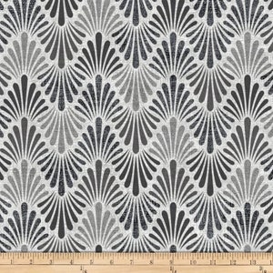 Stof Denmark Vilma ZIG ZAG Gray Print 100% Cotton Quilt Craft Fabric