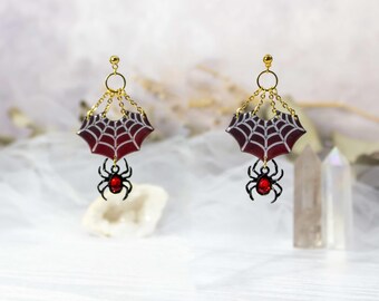 Spiderweb earrings | Polymer clay earrings | Goth style