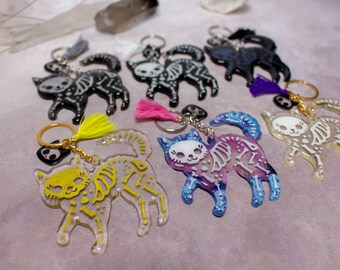 Halloween keychain | Witch Style | Skeleton kitten