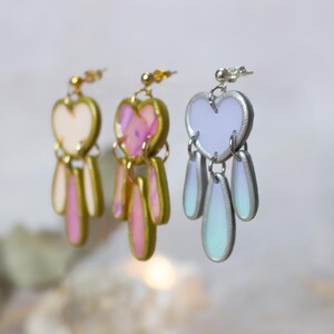 Heart-shaped embossed earrings | Polymer clay earrings
