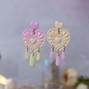Heart-shaped earrings | Polymer clay earrings
