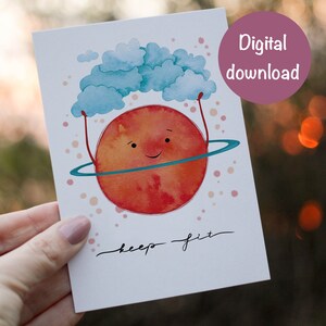 Tarjeta de acuarela de estímulo para descarga digital. Tarjeta de motivación. Manténgase en forma. Tarjeta de felicitación en acuarela. JPEG. 300 dpi.