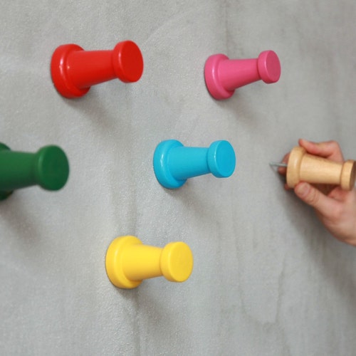 Pin Hooks Wooden Hook Wooden Pin Coat Hanger Fun Design Etsy