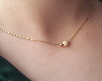 14k Gold Filled Dot Necklace, ball necklace, small pendant necklace gold,simple necklace gold