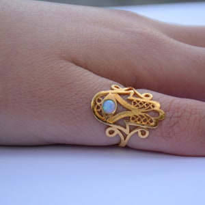 Sterling silver opal hamsa ring, Thumb ring image 4