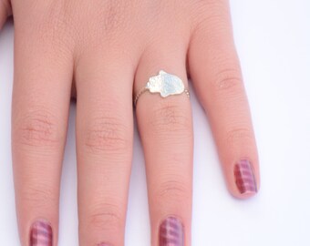 Sterling Silver Hamsa Ring: Evil Eye Protection Jewelry