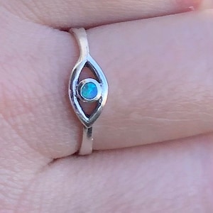 Evil eye ring, Kabala ring, silver evil eye ring, unique evil eye ring, Opal ring