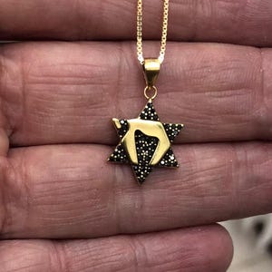 Star of david with Chai necklace, Magen david necklace with CZ, gold plated star, Gold necklace, star necklace, Chai necklace