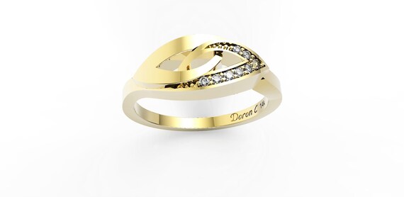 14K Gold Diamond Infinity Ring: Handmade Anniversary Engagement Ring
