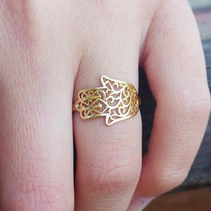 hamsa ring, 14K hamsa ring