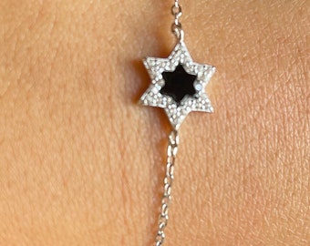 Star of David bracelet Sterling silver star of David bracelet (small surface) Black onyx